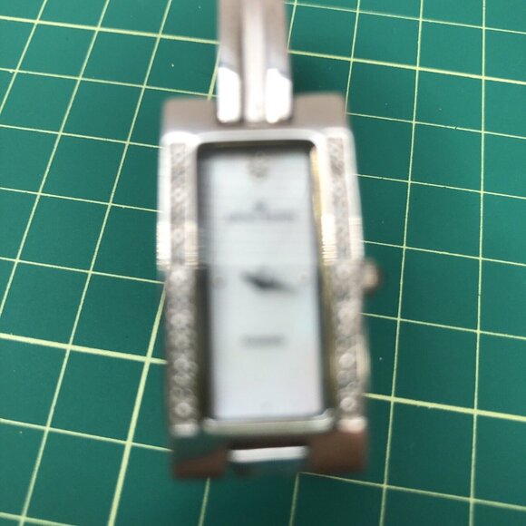 ANNE KLEIN Silver Diamond Accent Rectangle Watch 10/7871 VXOOA Needs battery - Picture 2 of 6